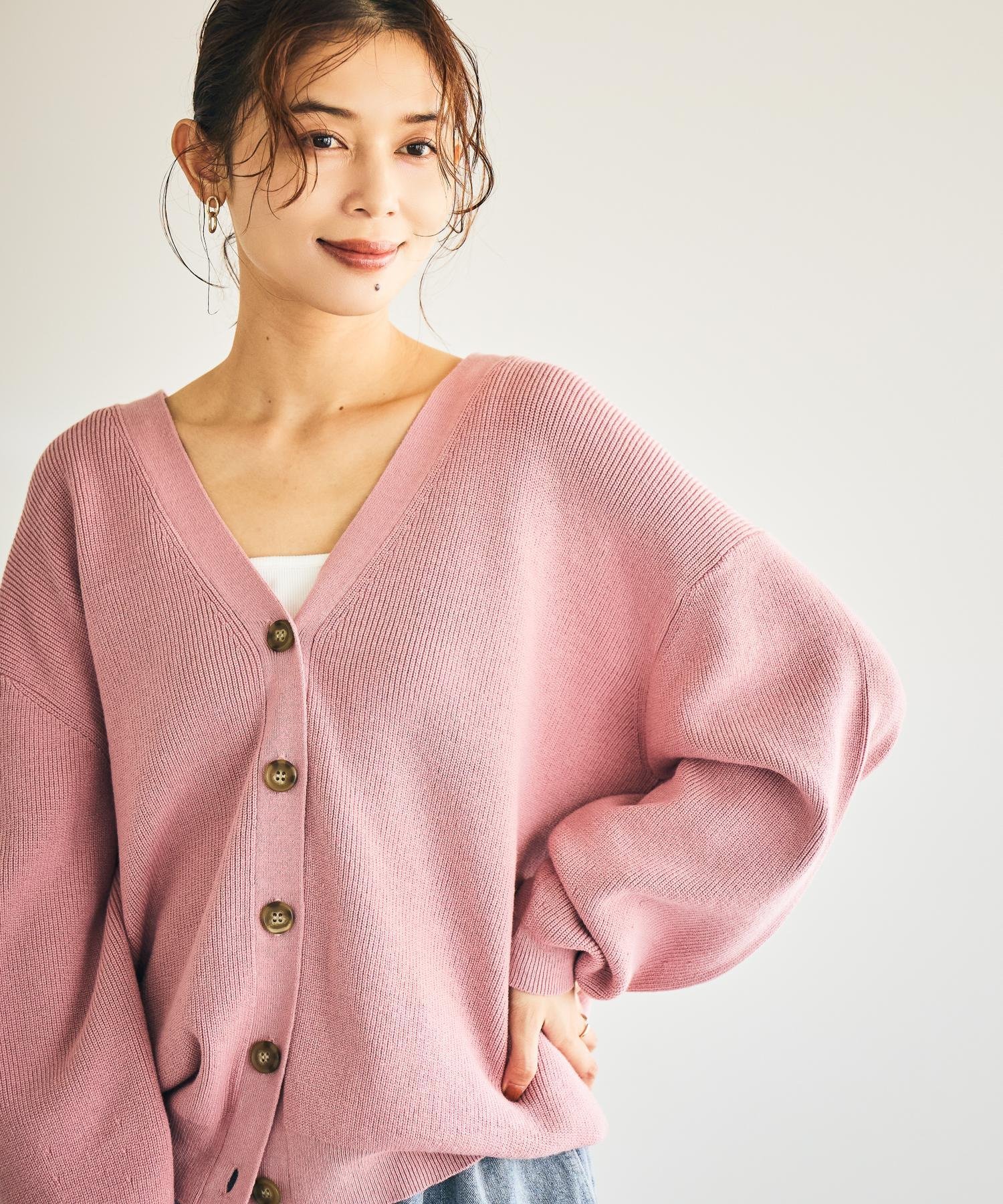 studio CLIP｜12ゲージ畦Vネックニットカーディガン | Rakuten Fashion