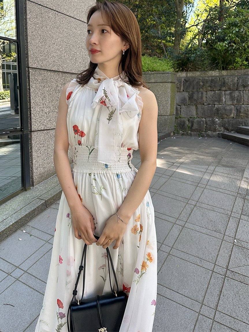 SNIDEL｜バックリボンシフォンワンピース | Rakuten Fashion(楽天