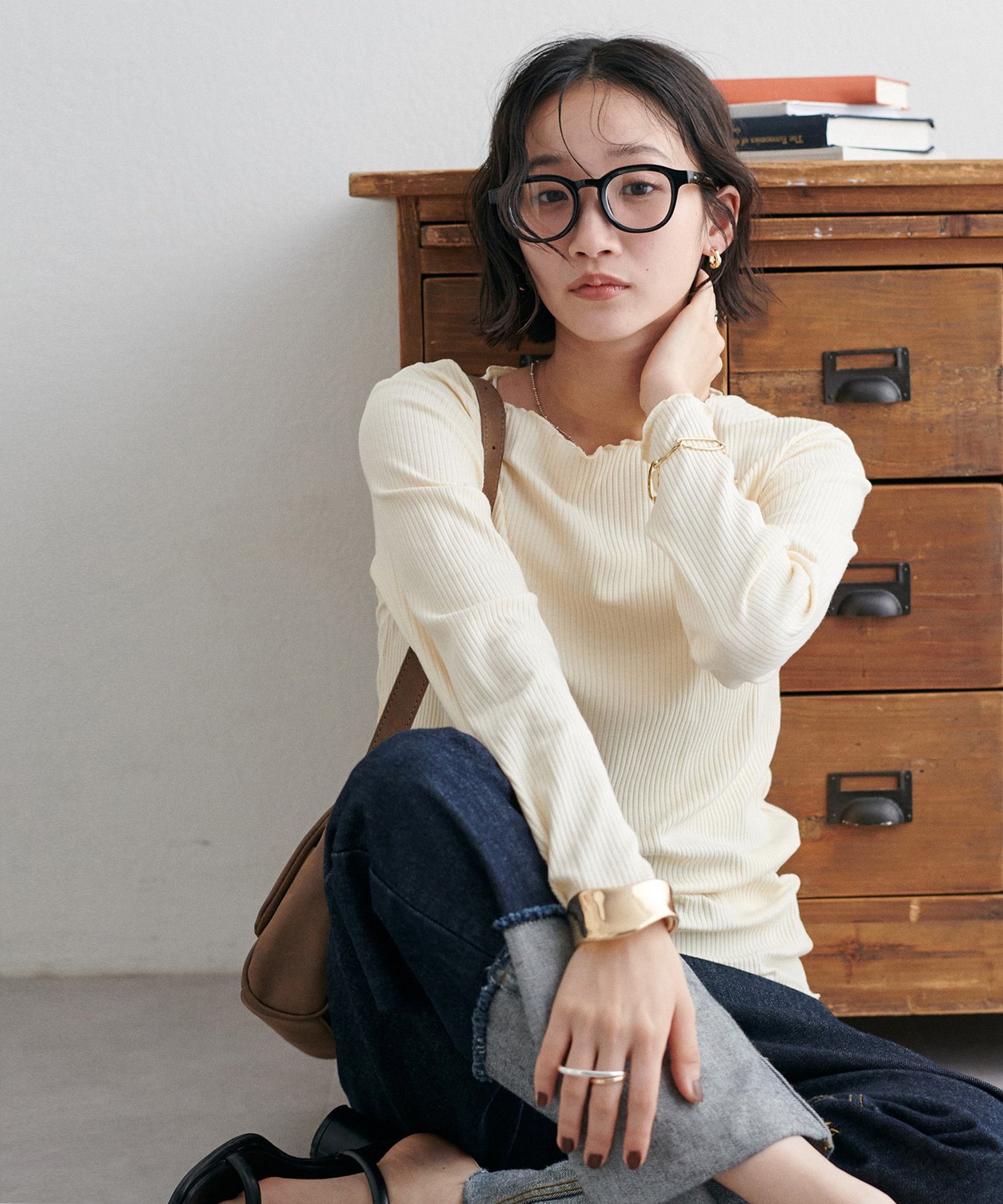 Discoat｜【新色追加!/23色展開】前後2WAYリブメローロングスリーブ