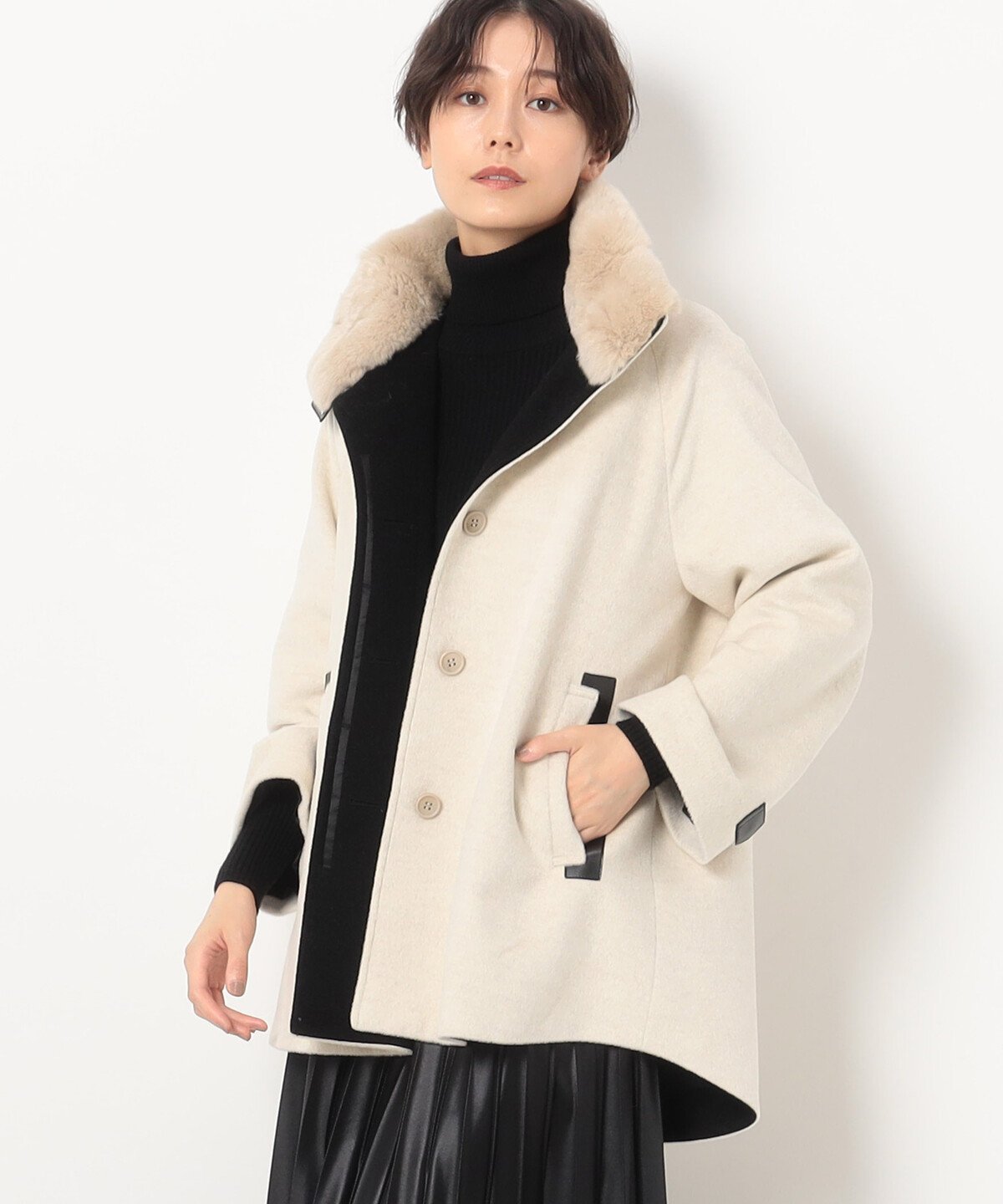 COMME CA｜[ Sサイズ ] アンゴラウール Aラインショートコート