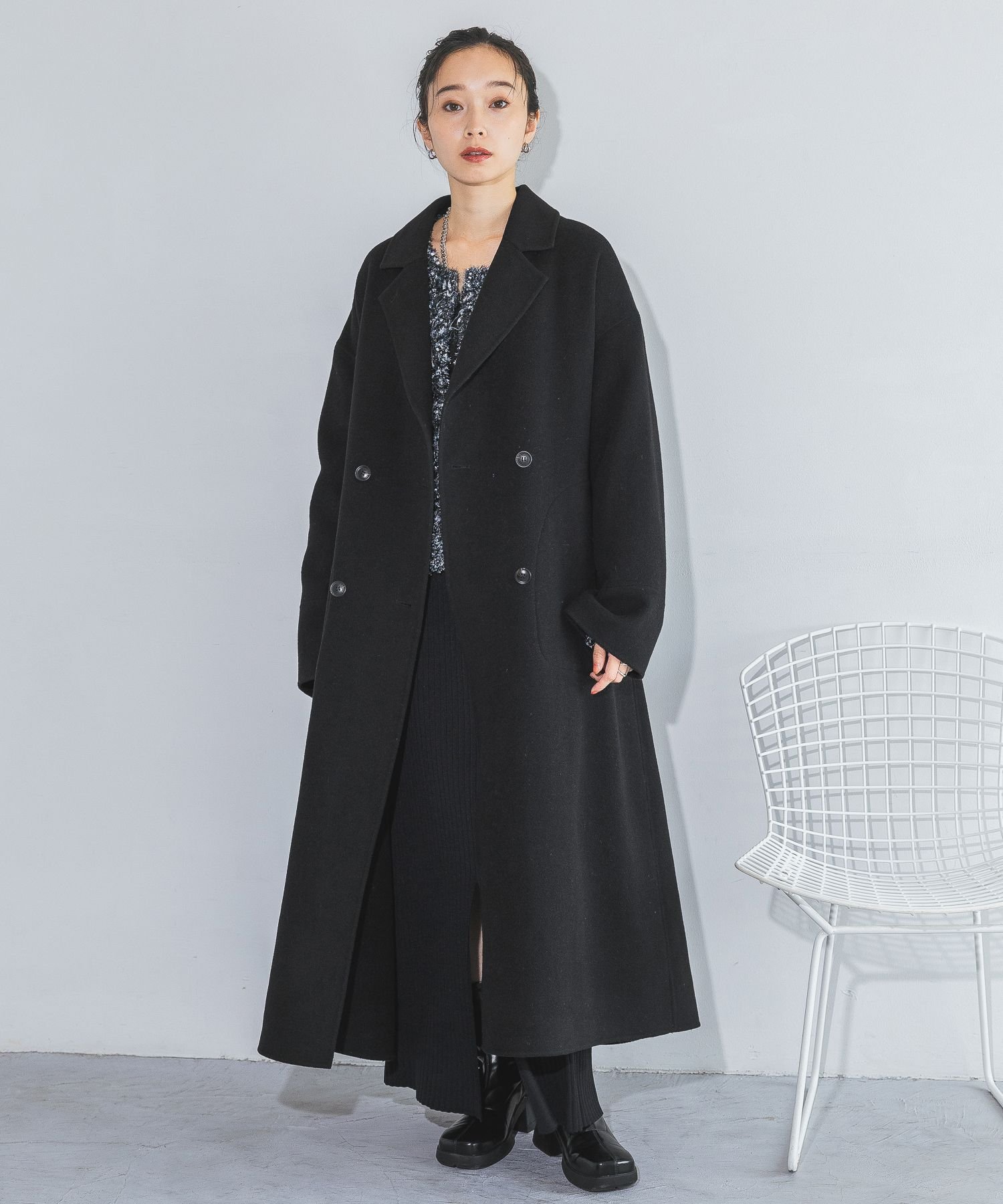 JEANASIS｜Wチェスターウールリバーロングコート | Rakuten Fashion