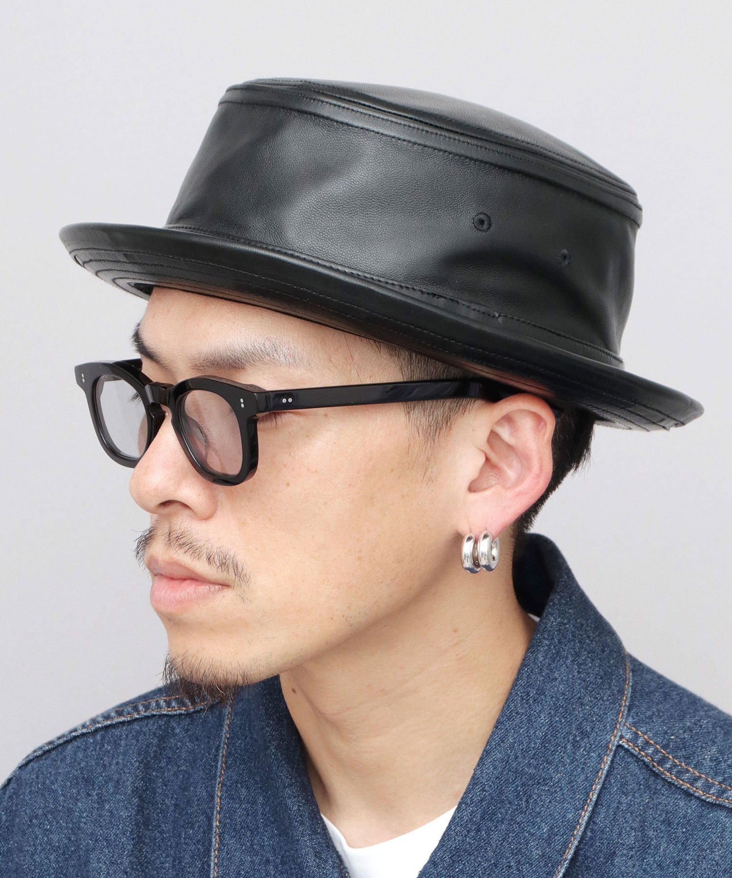 A.M.S.｜ポークパイハット 本革 ラムレザー メンズ レディース レザー