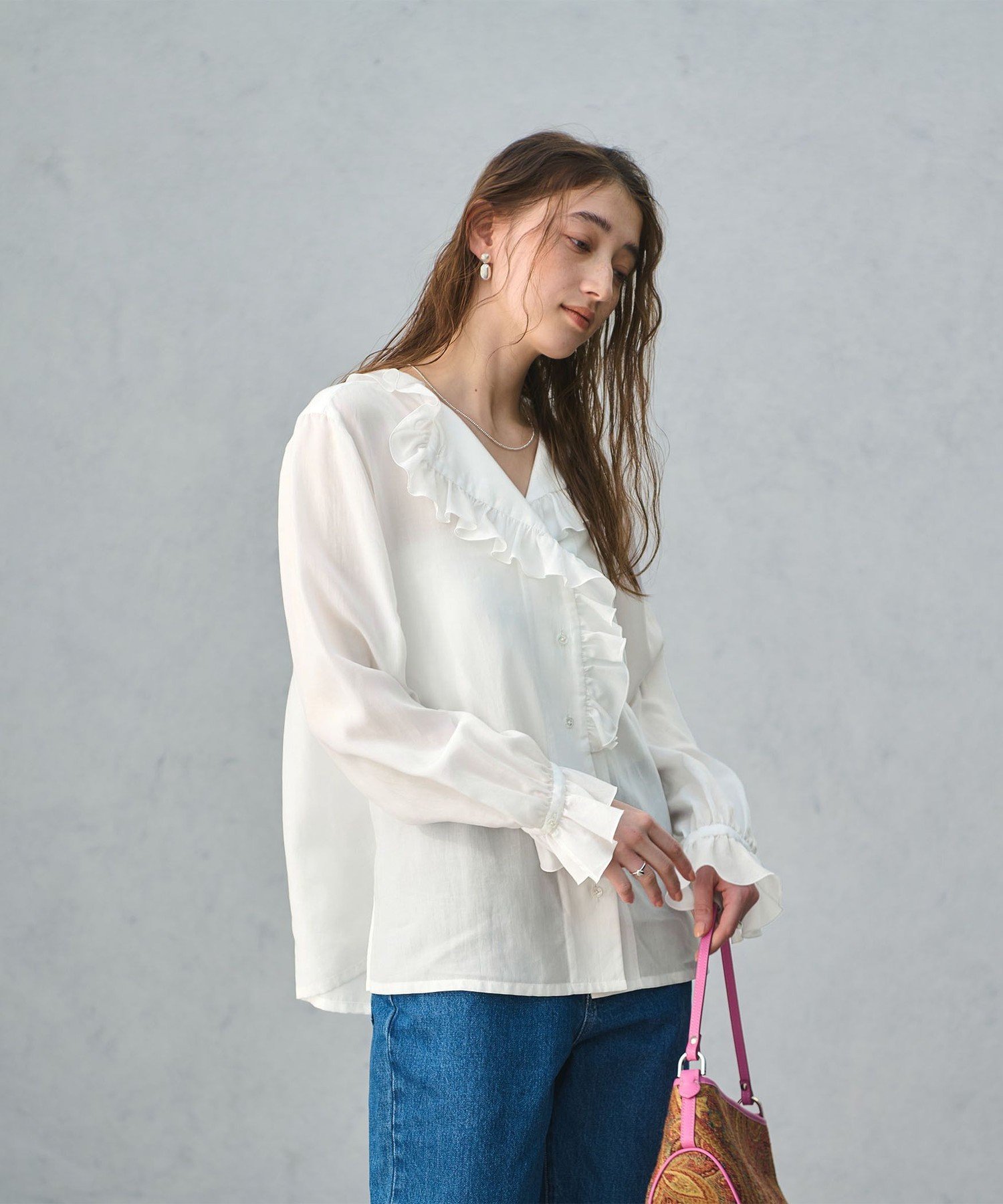 UNITED ARROWS｜フリルカラー 2WAY ブラウス -ウォッシャブル