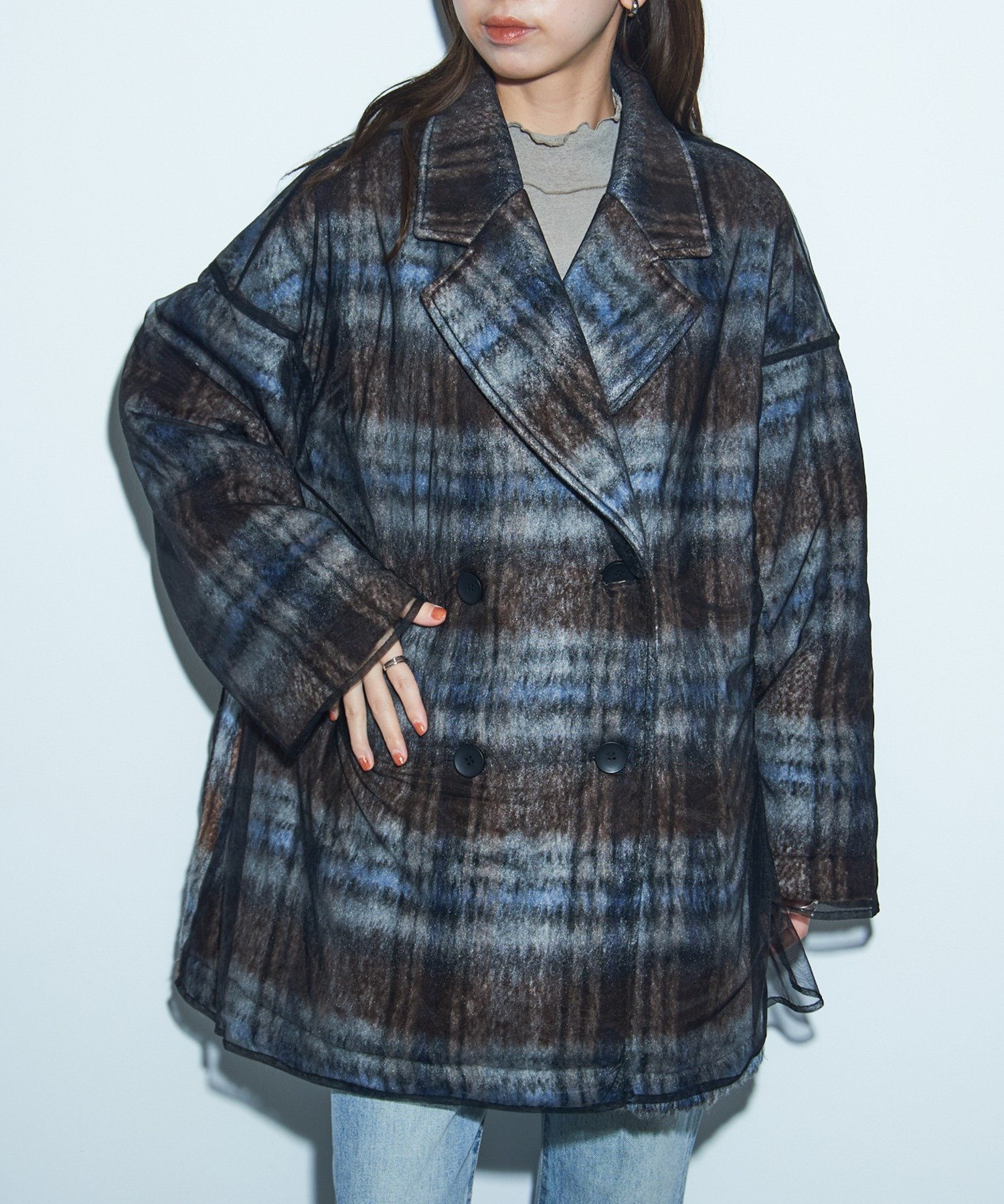 SETUP7｜MAISON BREEZE reveur/シャギーチェックチュールレイヤード