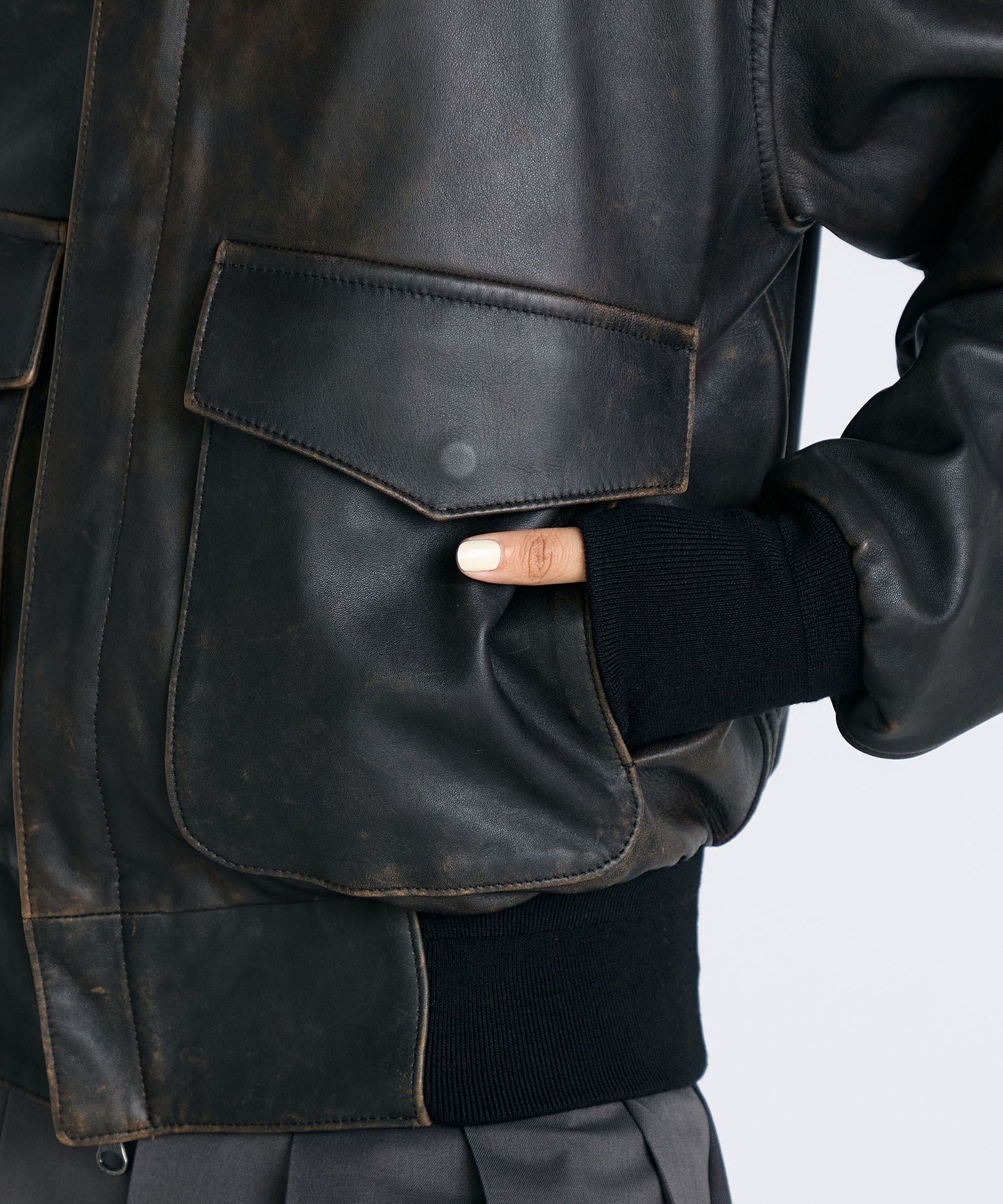 TOMORROWLAND｜クラッシュレザー A-2ジャケット | Rakuten Fashion