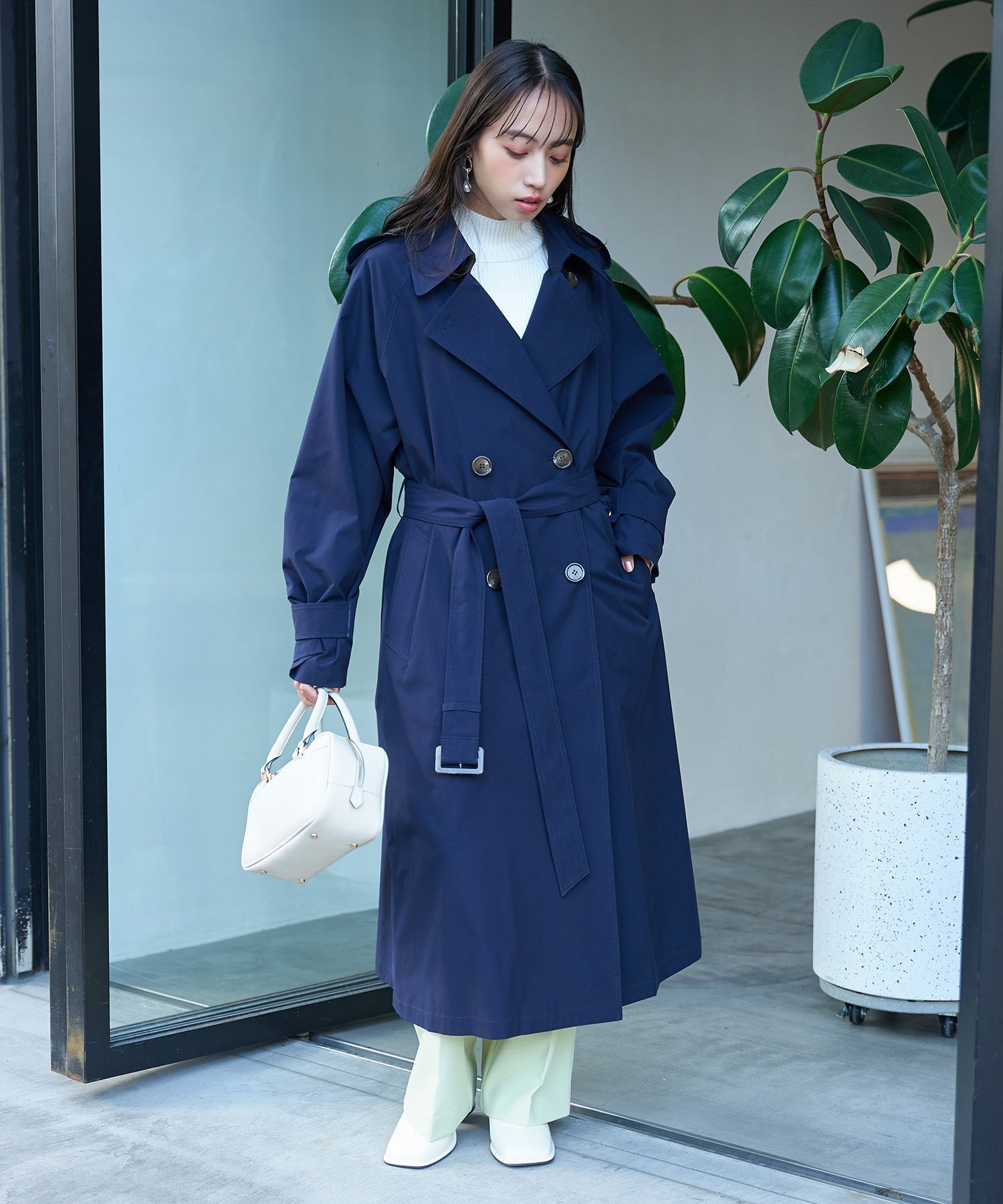 VIS｜【撥水・花粉ガード】ロングトレンチコート【 インフルエンサーり