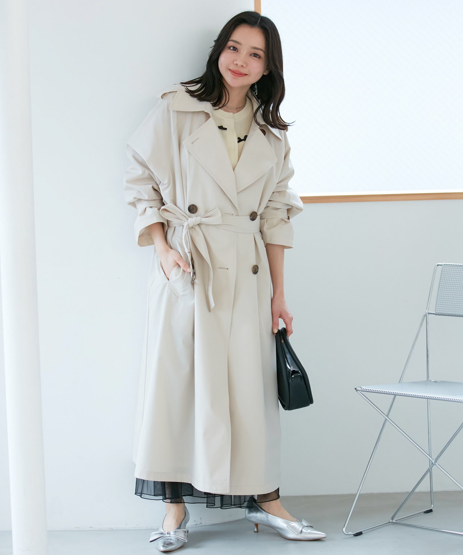 VIS｜【撥水・花粉ガード】ロングトレンチコート【 インフルエンサーり