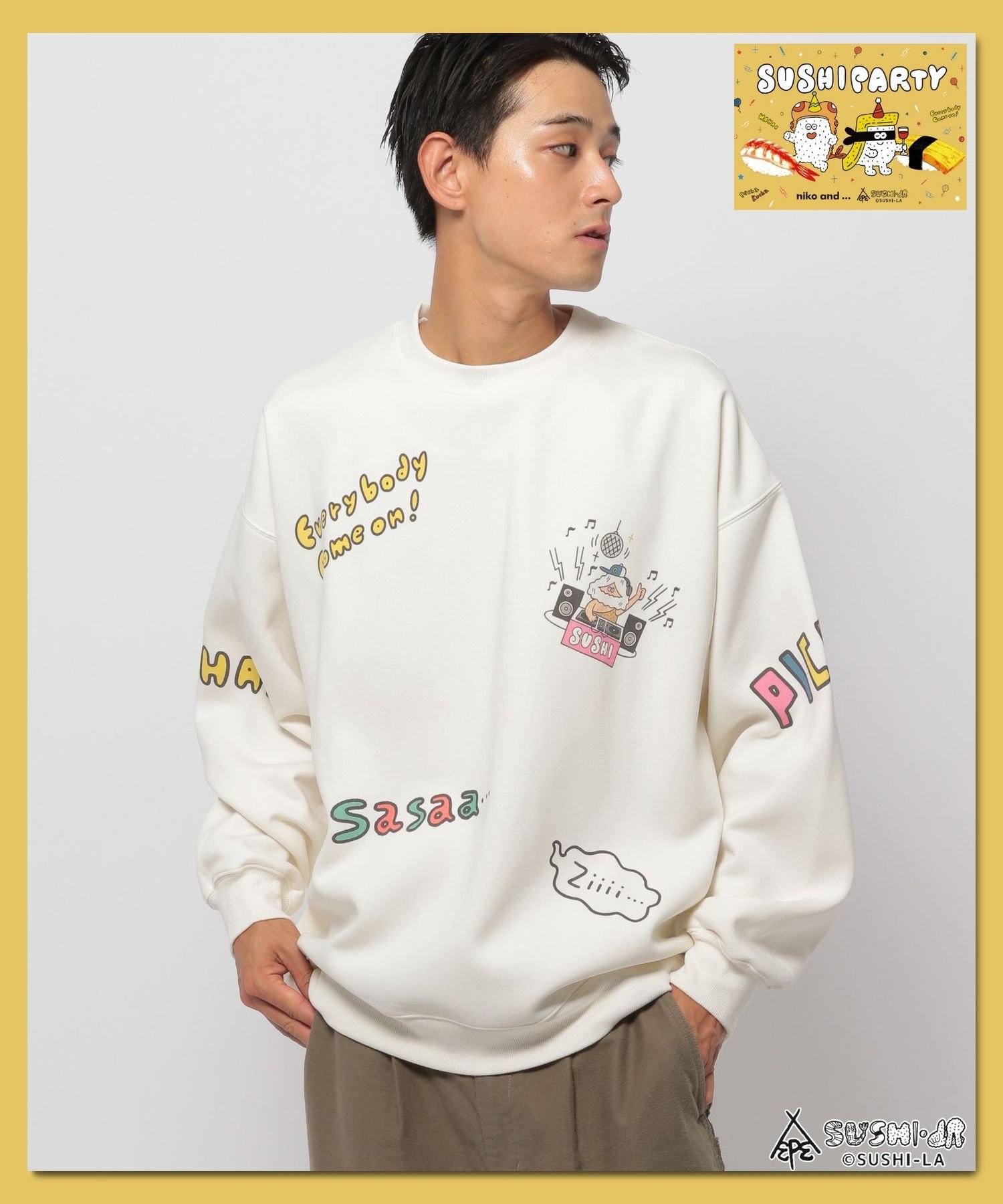 niko and ｜【寿司パーティー】コラボ裏起毛クルースウェット