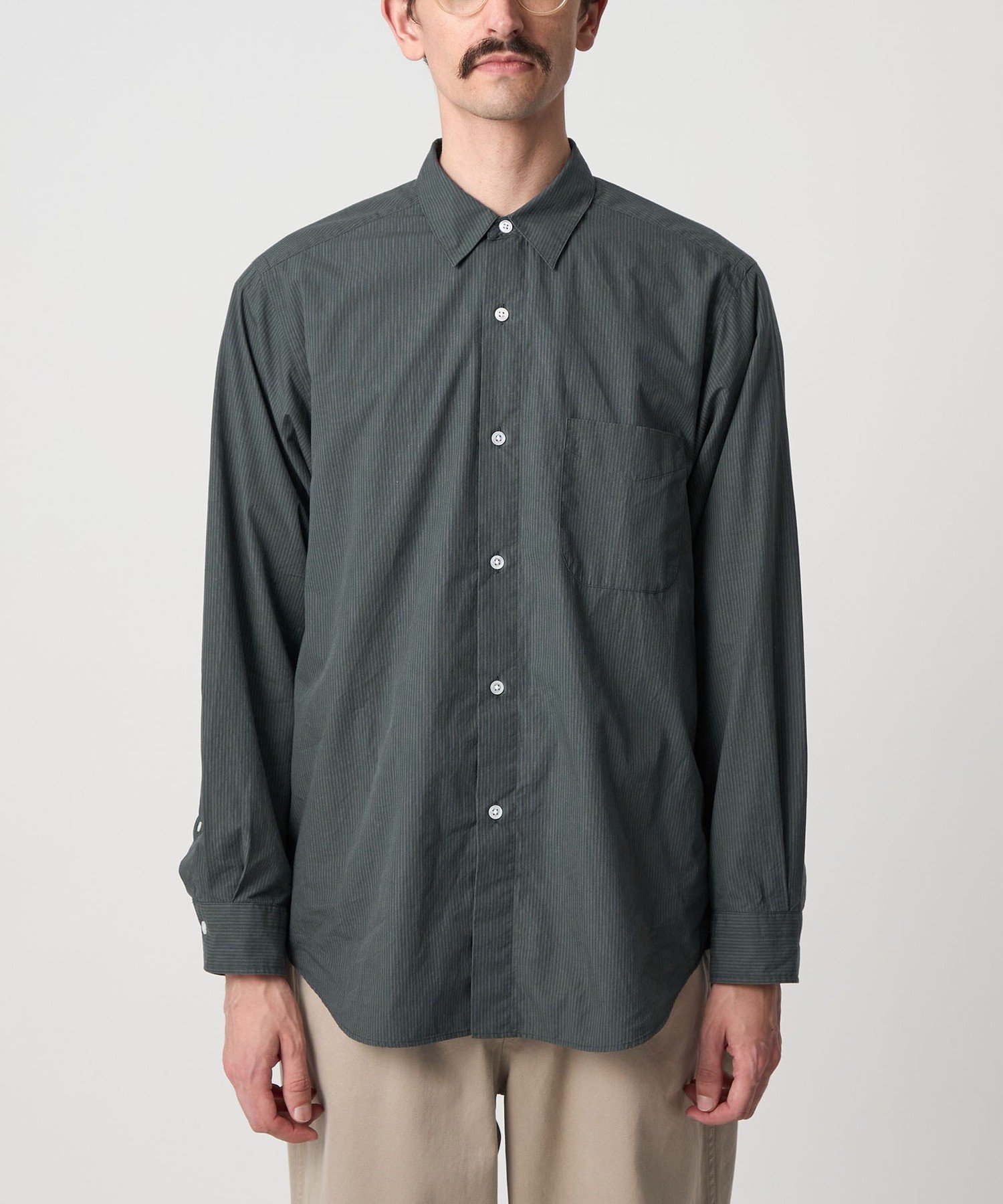 Steven Alan コンパクトヤーン ストライプ レギュラーカラー シャツ Steven Alan＞ 60 コンパクトヤーン ストライプ レギュラーカラー