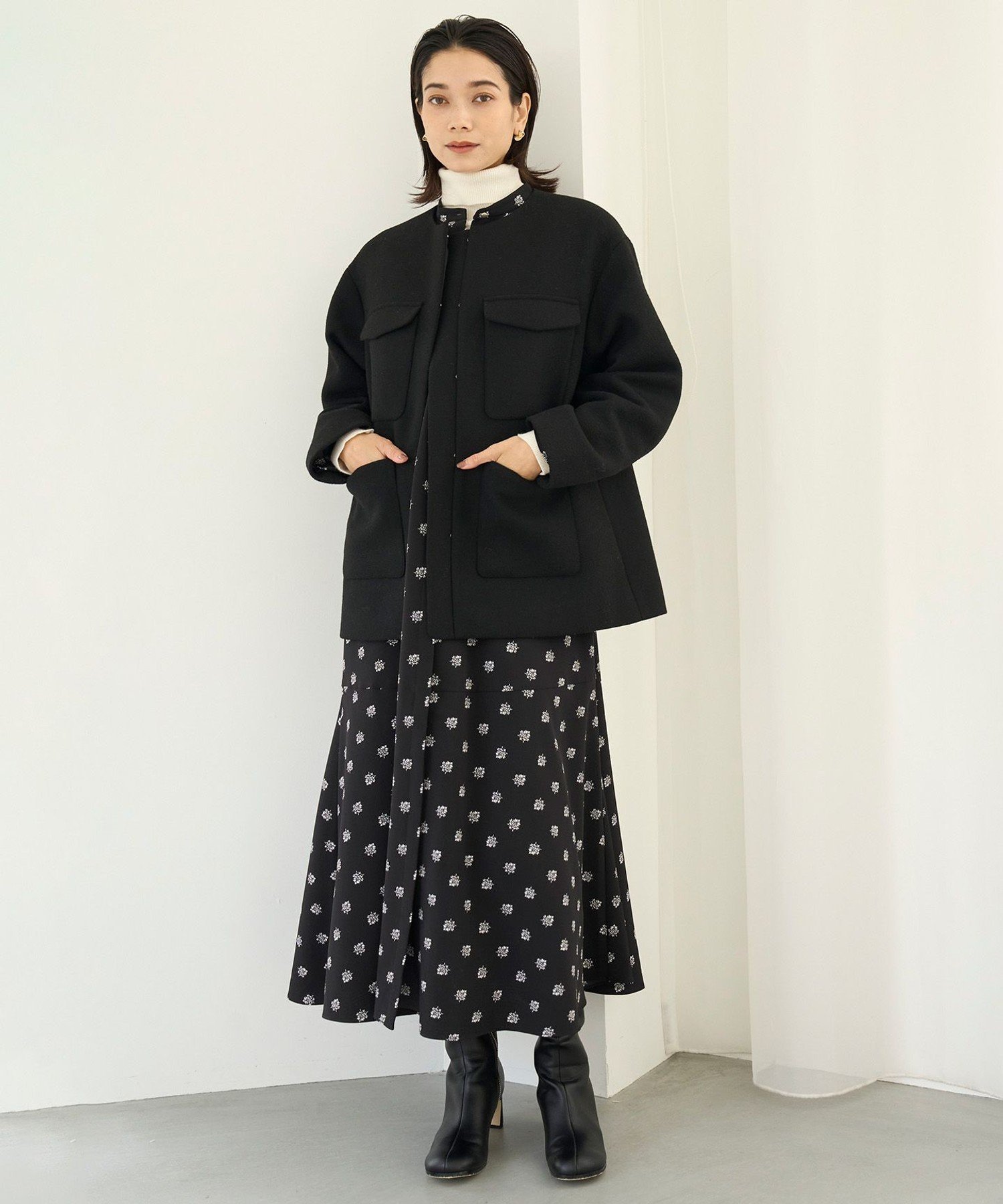 UNFILO｜ウールブレンド ノーカラーコート | Rakuten Fashion(楽天