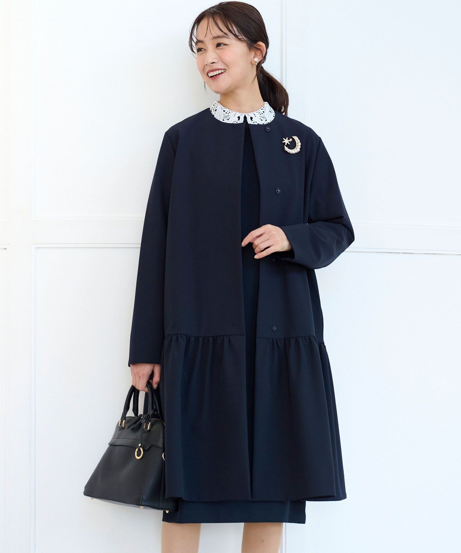 組曲｜【KUMIKYOKU NAVY】ダブルクロスストレッチ ノーカラーコート