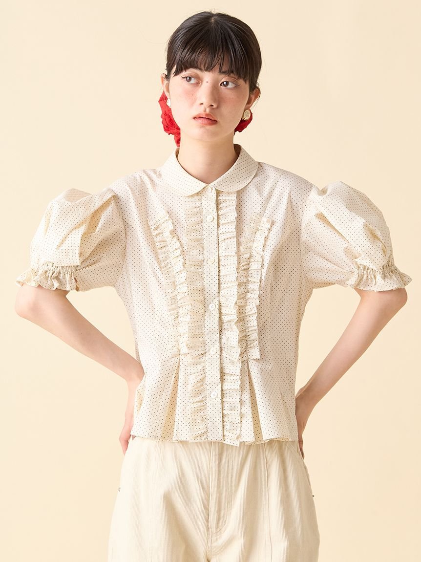 LILY BROWN｜フリルレースアップブラウス | Rakuten Fashion(楽天