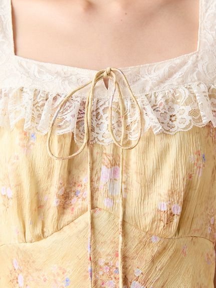 LILY BROWN｜ヴィンテージレーストリムサテンロングドレス | Rakuten