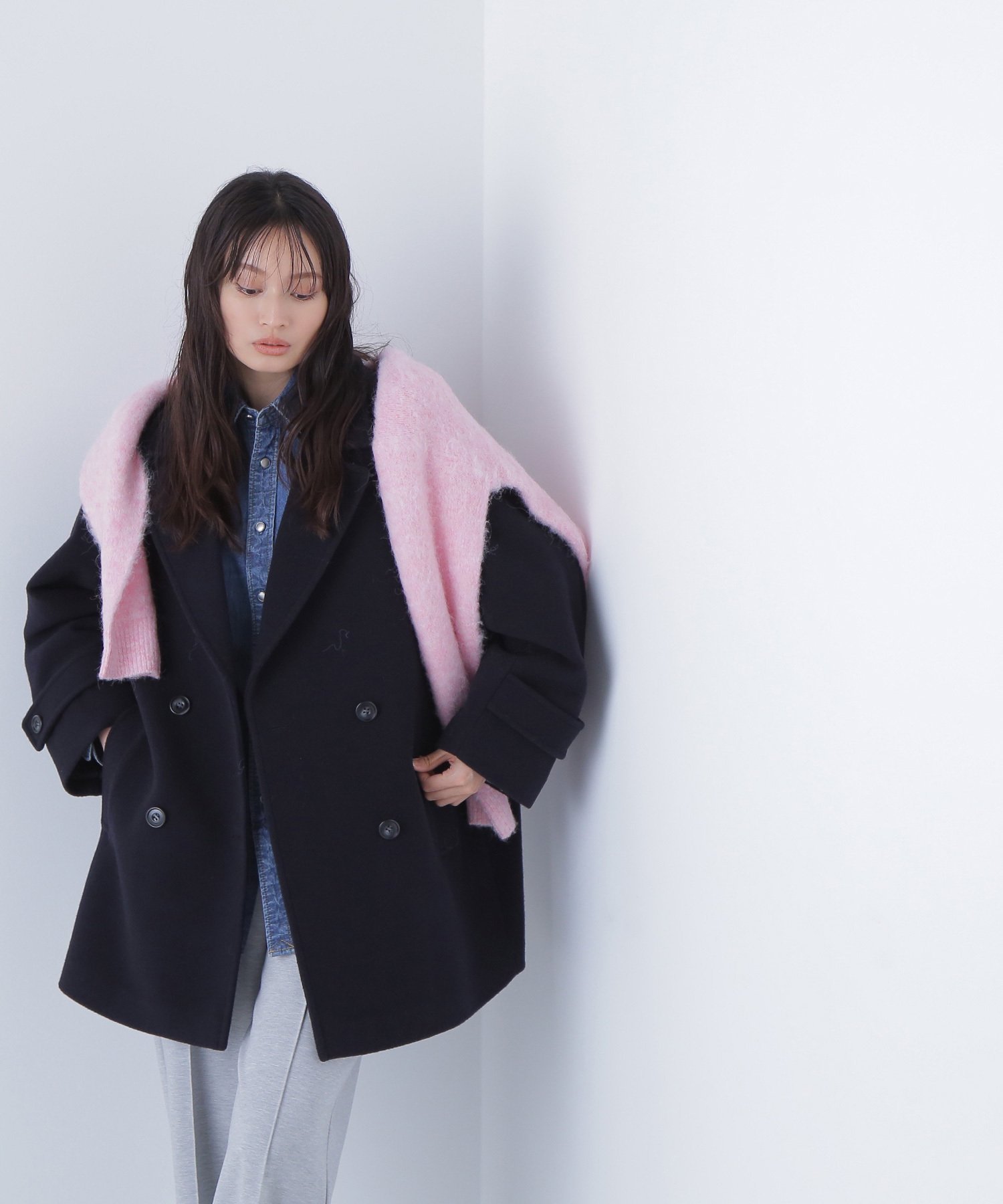 NATURAL BEAUTY BASIC｜ダブルブレストフォルムミドルコート | Rakuten