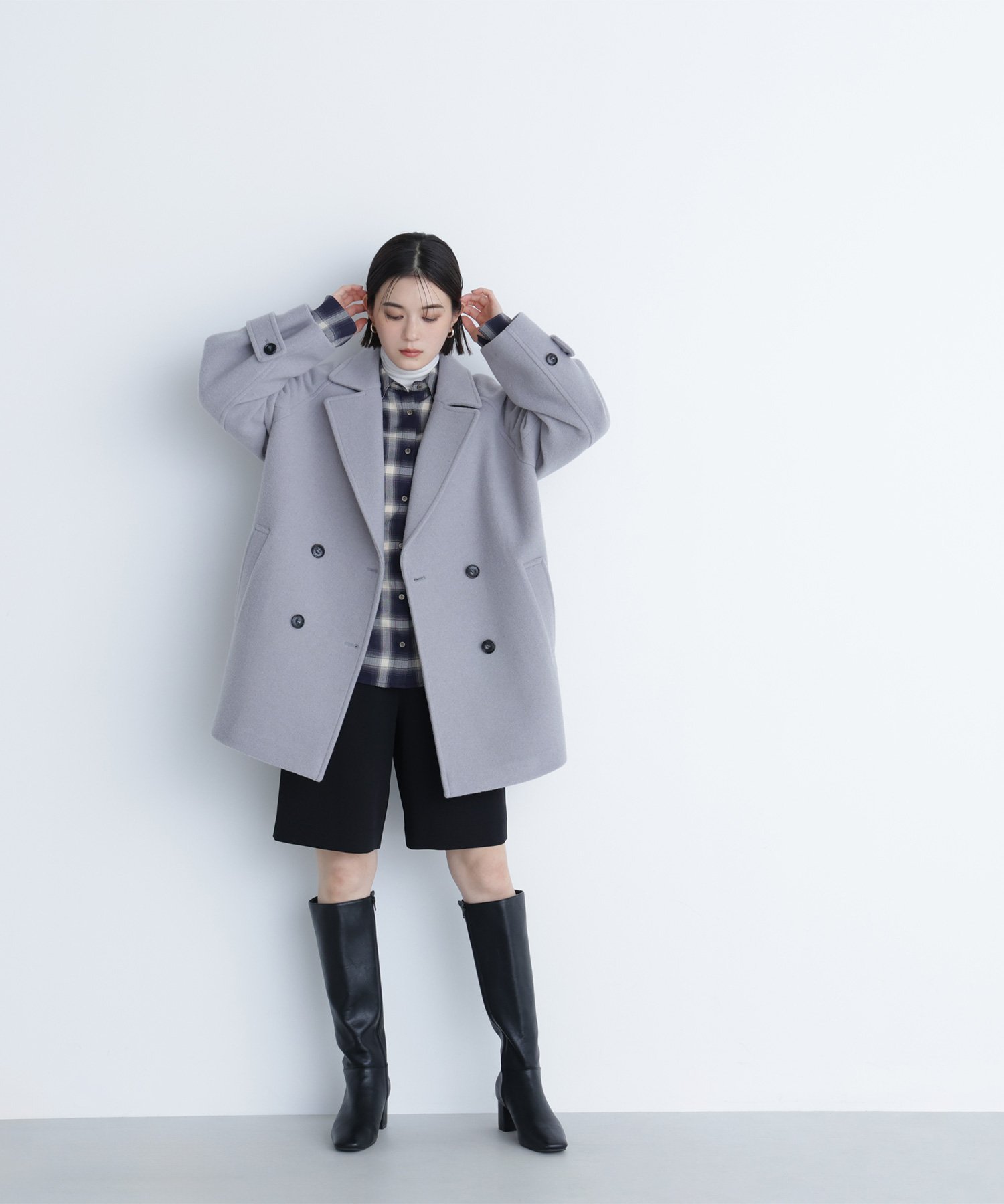 NATURAL BEAUTY BASIC｜ダブルブレストフォルムミドルコート | Rakuten