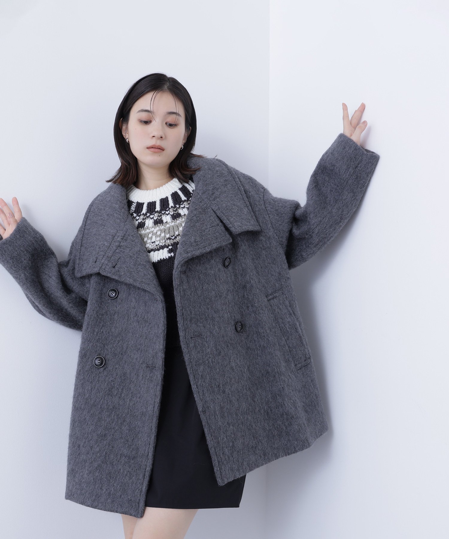 NATURAL BEAUTY BASIC｜スタンドネックシャギーミディコート | Rakuten