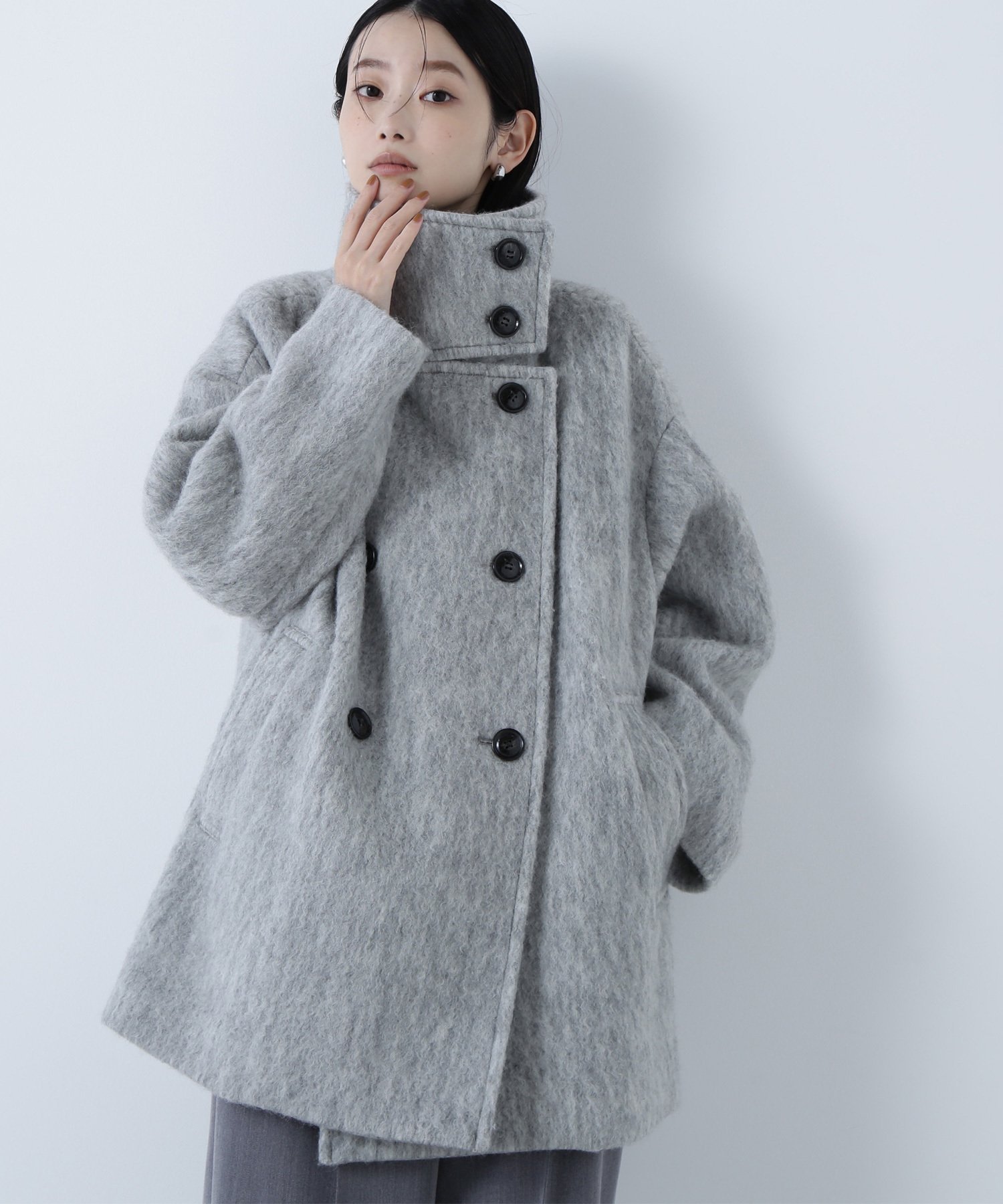 NATURAL BEAUTY BASIC｜スタンドネックシャギーミディコート | Rakuten