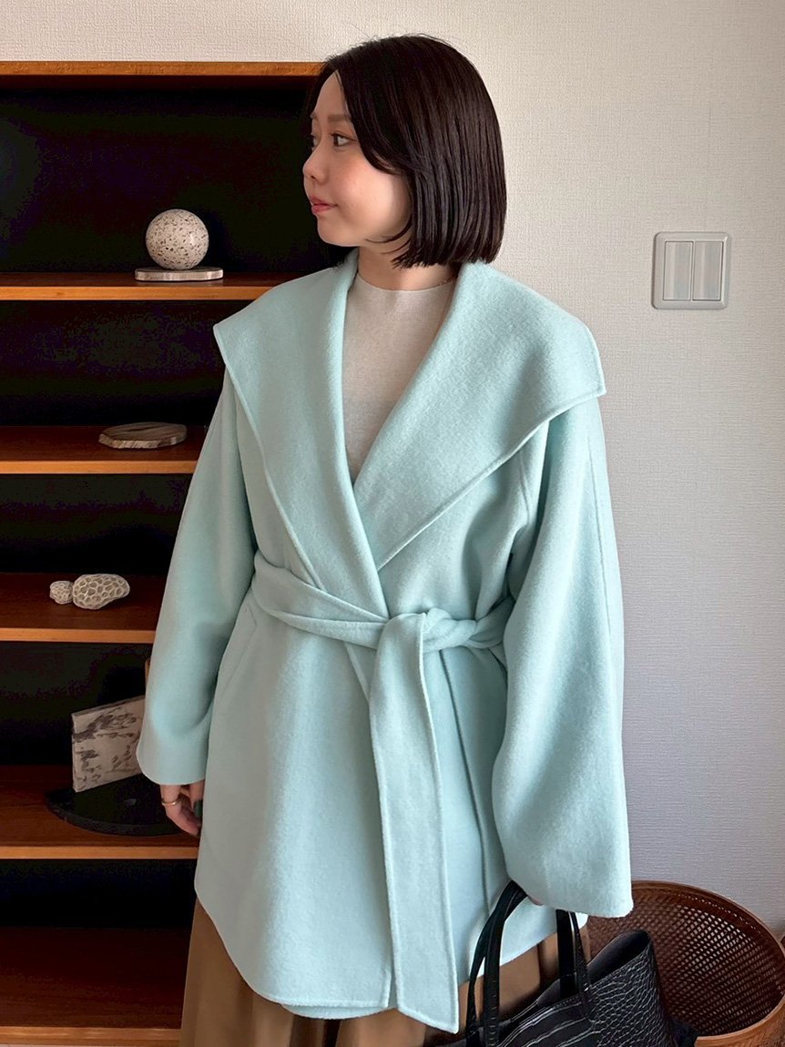 Mila Owen｜共ベルト付きビックカラーミディ丈コート | Rakuten