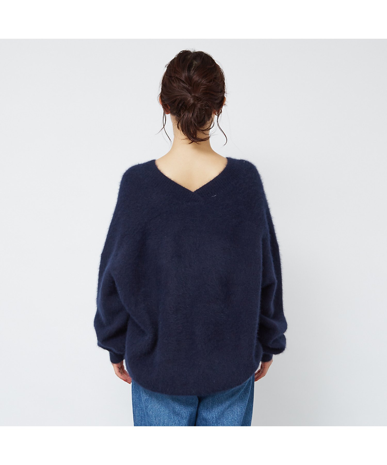 Rouge vif la cle｜フォックスウールVネックラウンドヘムニットプル