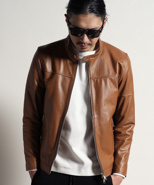 MEN'S BIGI｜イタリアラムレザーシングルライダース | Rakuten Fashion