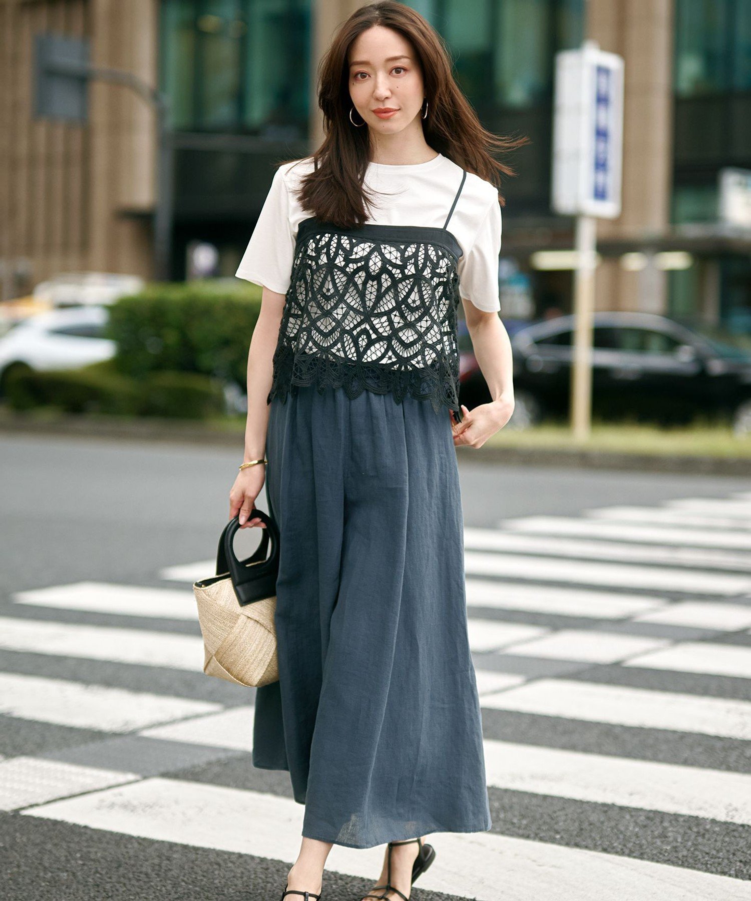 23区｜【好評につき新色追加/汗じみ防止】エンブロイダリージャージー