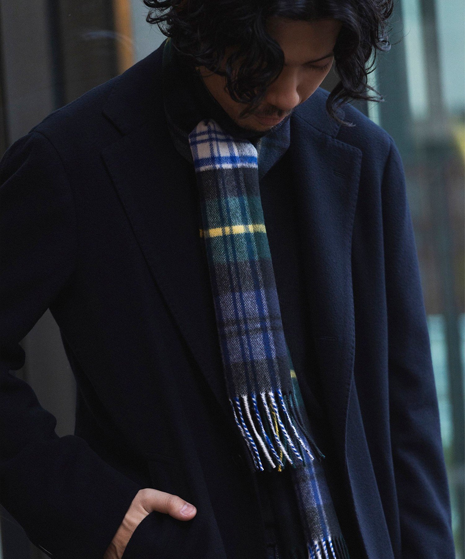 BEAMS MEN｜Johnstons of Elgin / カシミヤ タータンチェック マフラー