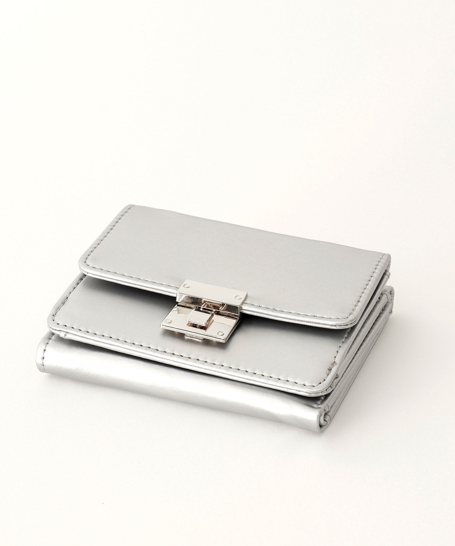 DEVICE｜Rename グロッシー 3つ折り財布 ミニウォレット シルバー