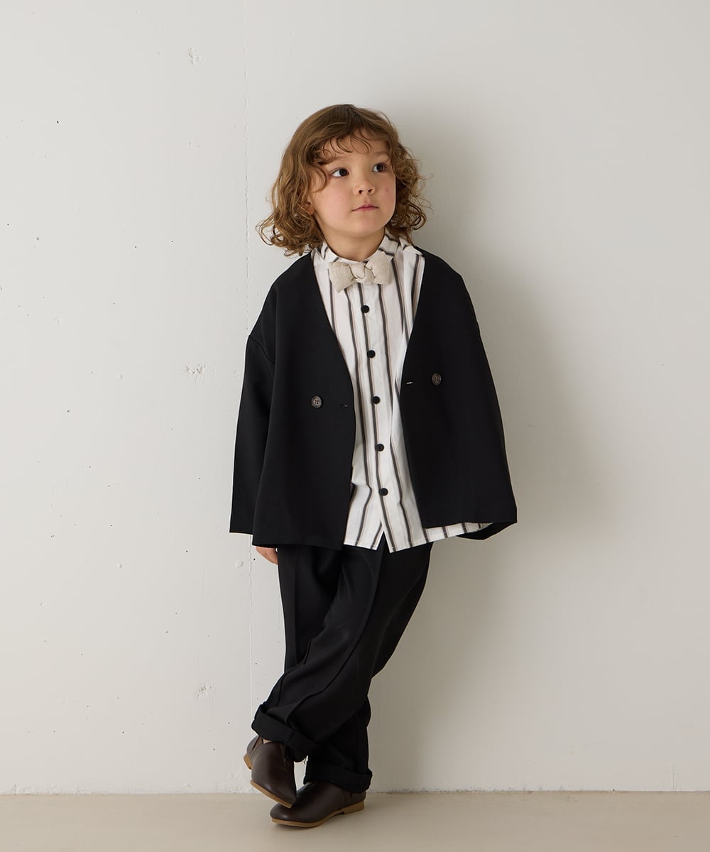 riziere｜ノーカラージャケットセットアップ(裏地ストライプ