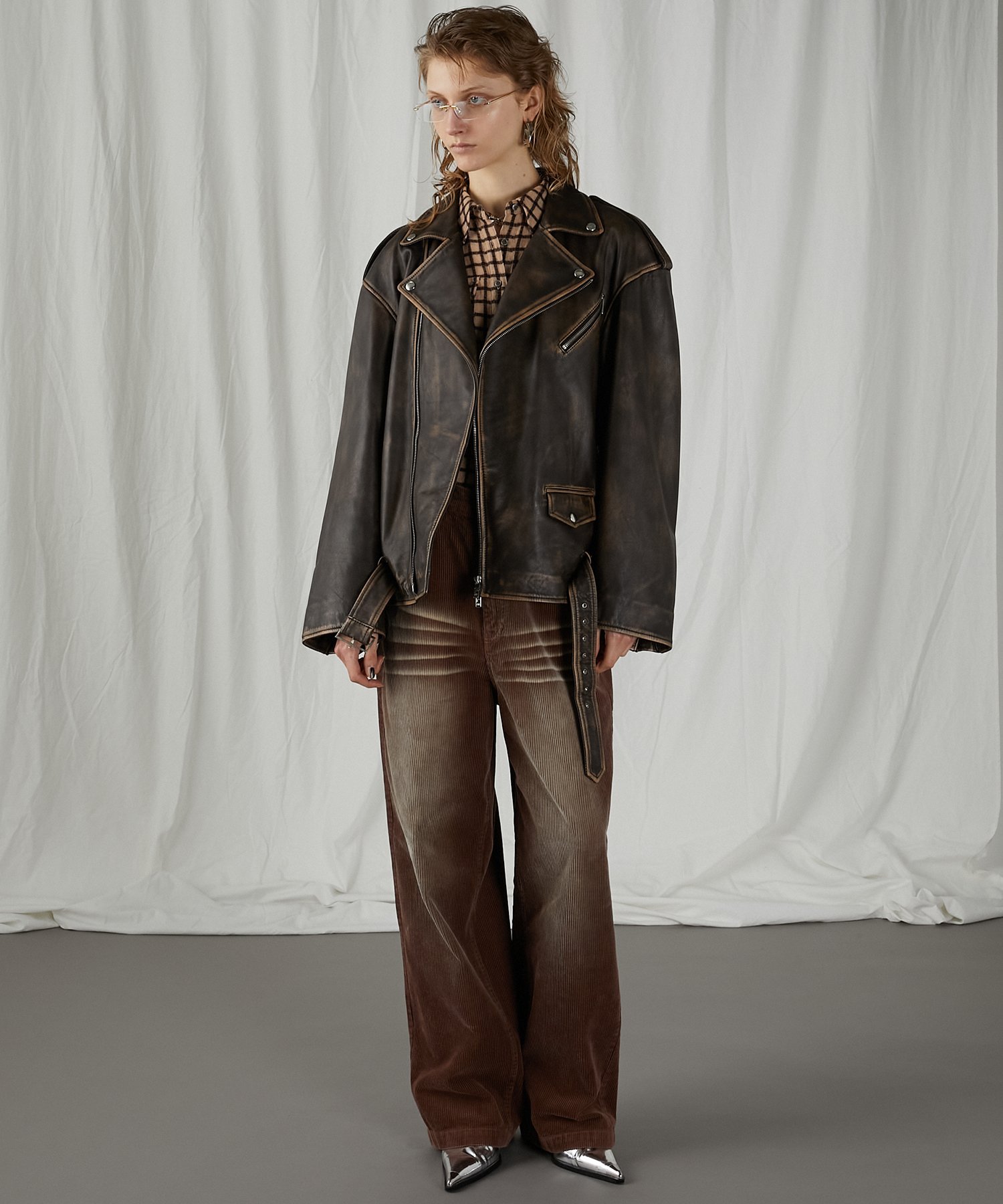 PRANK PROJECT｜ラブオフCOWレザーライダースジャケット / Rub Off COW