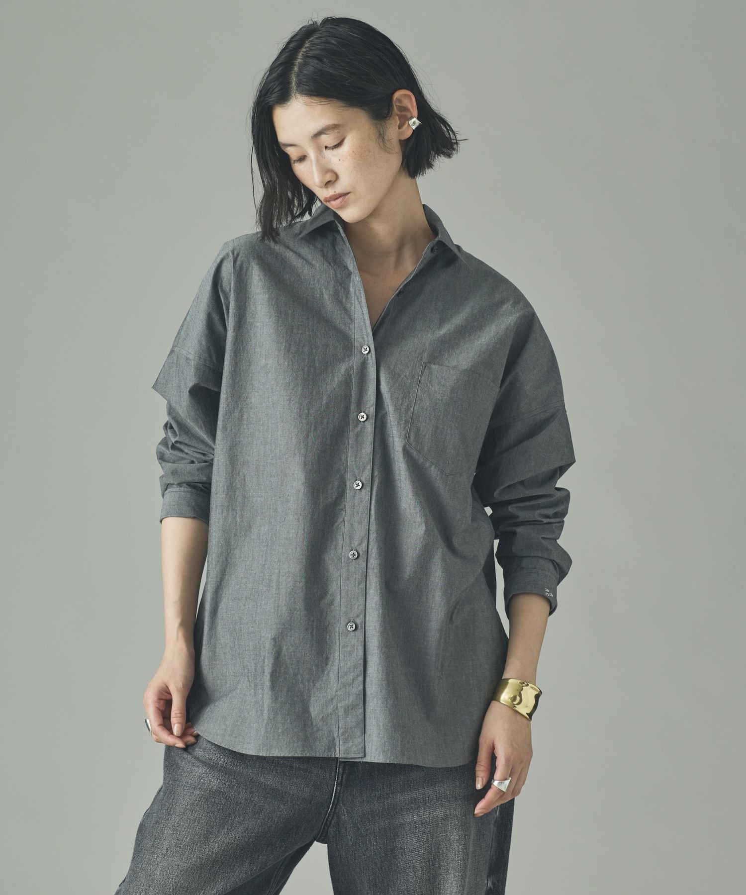 Curensology ＜＆RC＞ビッグシャツ F ネイビー ストライプ Curensology（カレンソロジー） ブラウス シャツ /「＆RC」ビッグ