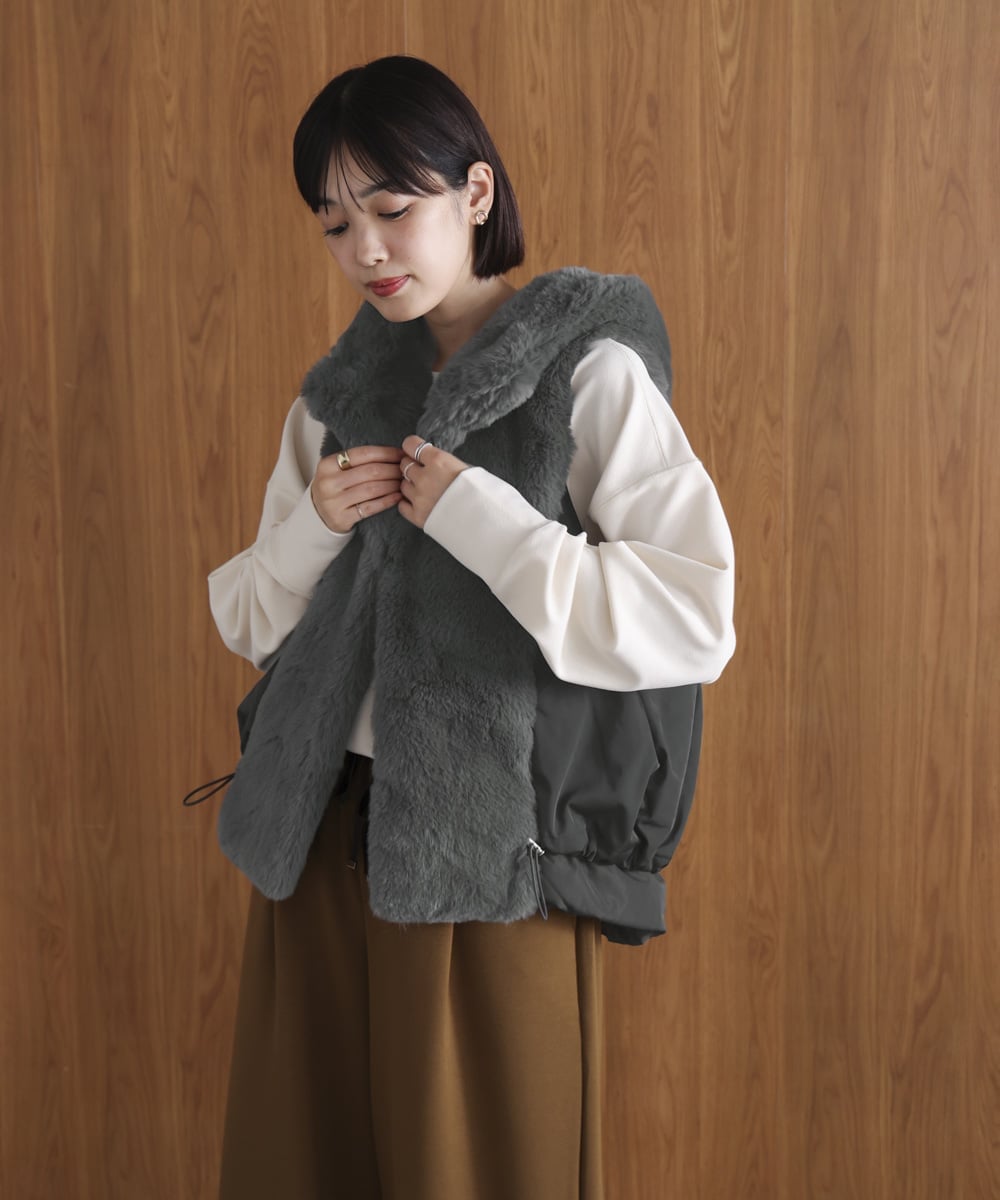 Bab / Bou Jeloud｜異素材MIXダウンファーベスト | Rakuten Fashion