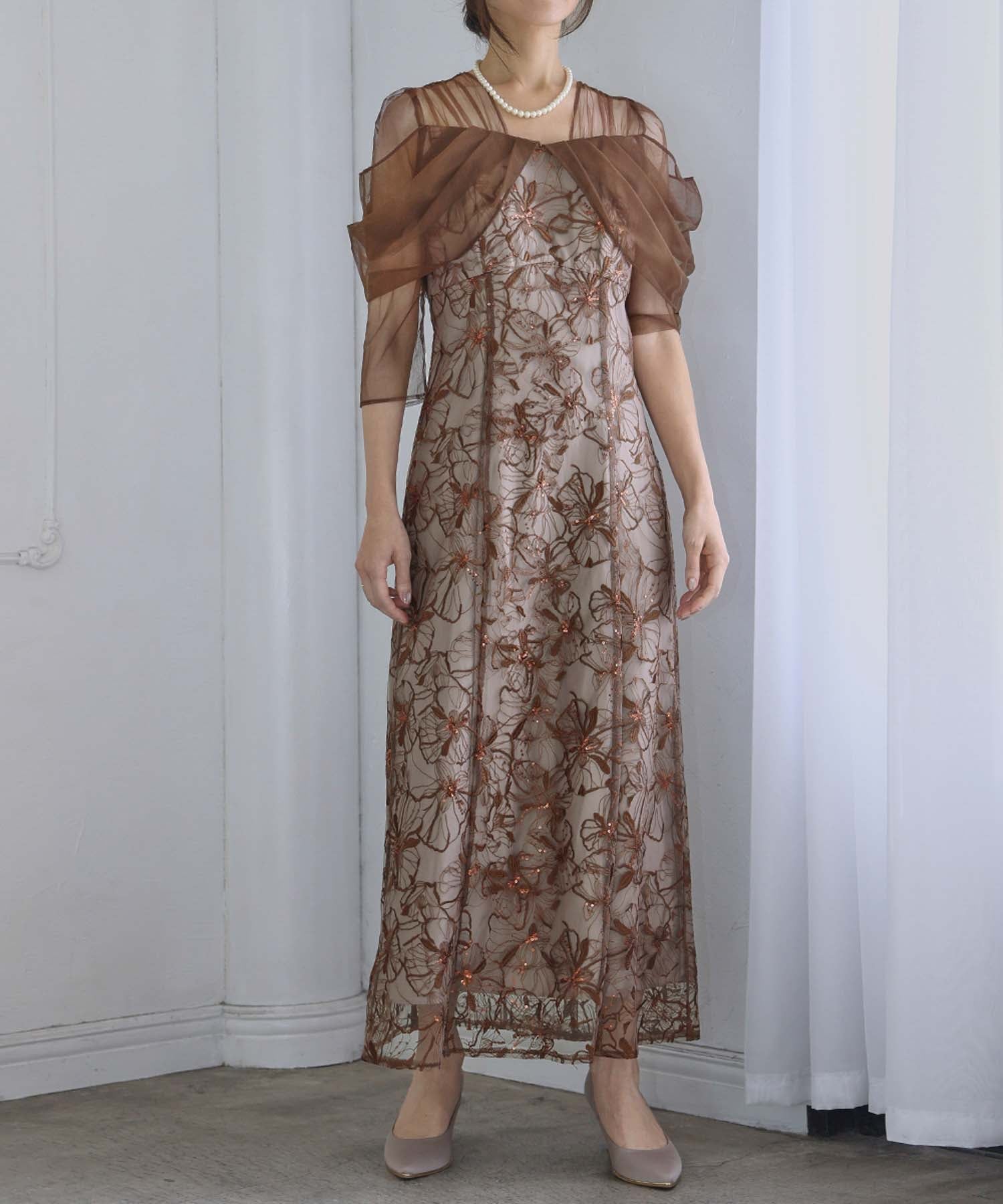 RIVER FIELD & Co.｜チュールドレープスパンコール 結婚式 ワンピース