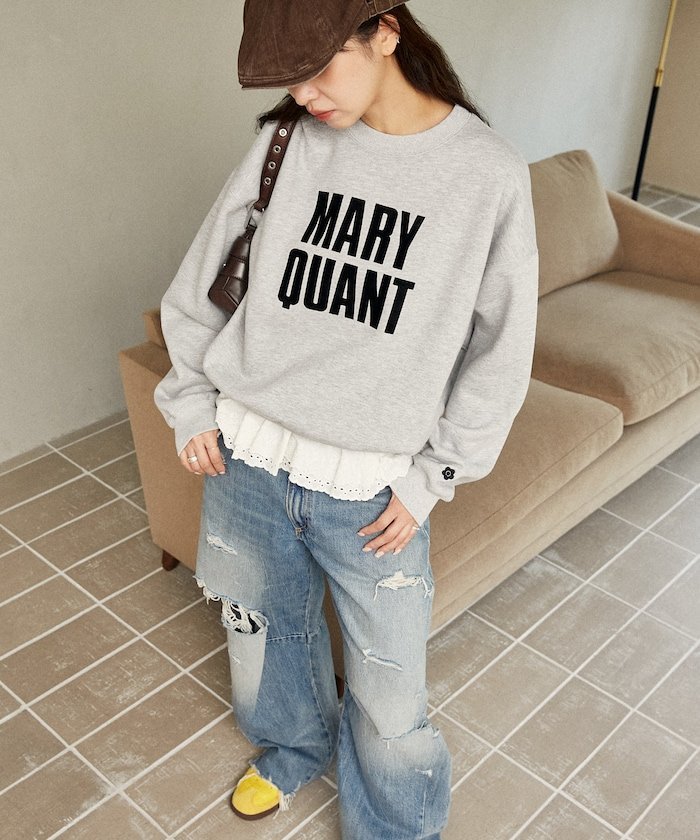 FREAK'S STORE｜ロゴ 裾レース フロッキープリント 裏起毛スウェット