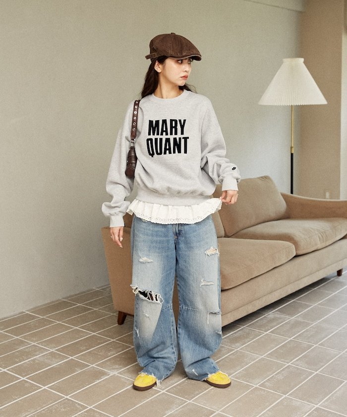 FREAK'S STORE｜ロゴ 裾レース フロッキープリント 裏起毛スウェット