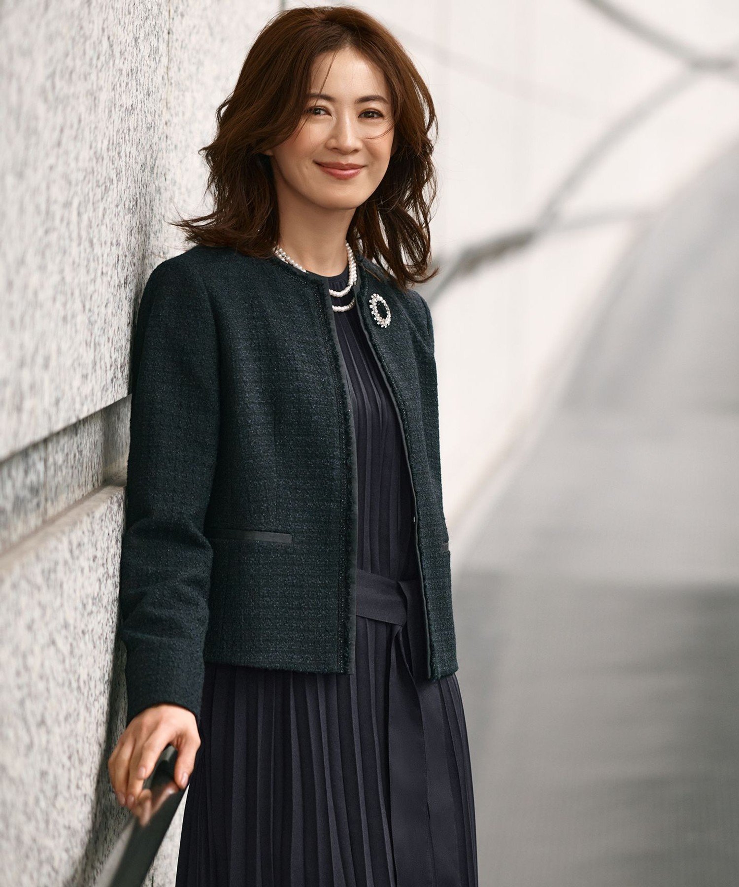 23区｜【セットアップ対応】シャインツイードストレッチ ノーカラー