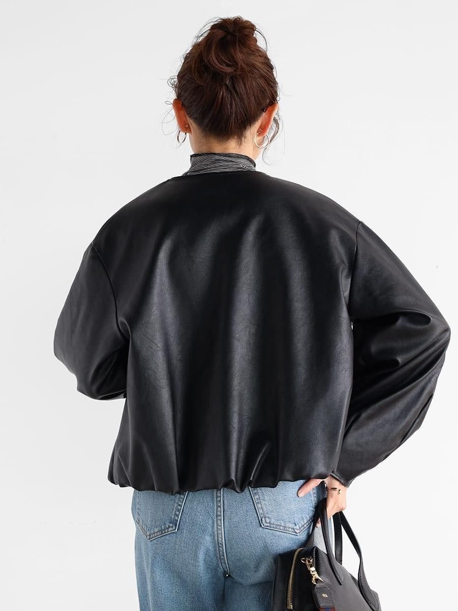 Vin｜バルーンヘムフェイクレザージャケット | Rakuten Fashion(楽天