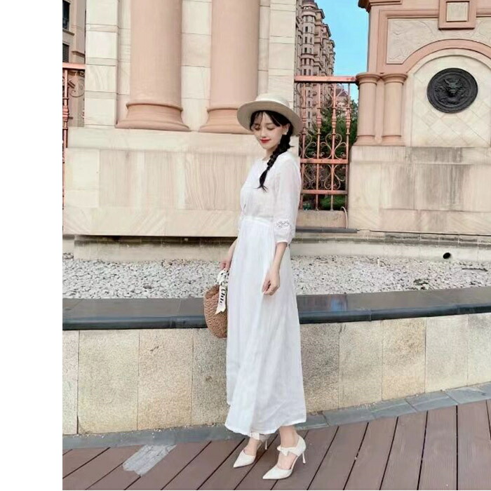 楽天市場】リゾートワンピ 夏ワンピース 白ワンピース 大人可愛い ゆる