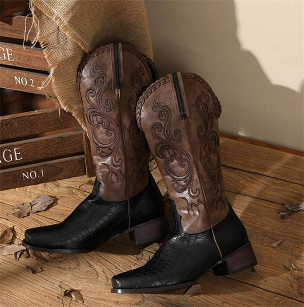 楽天市場】ウエスタンブーツ レディース 刺繍 ウエスタンブーツ