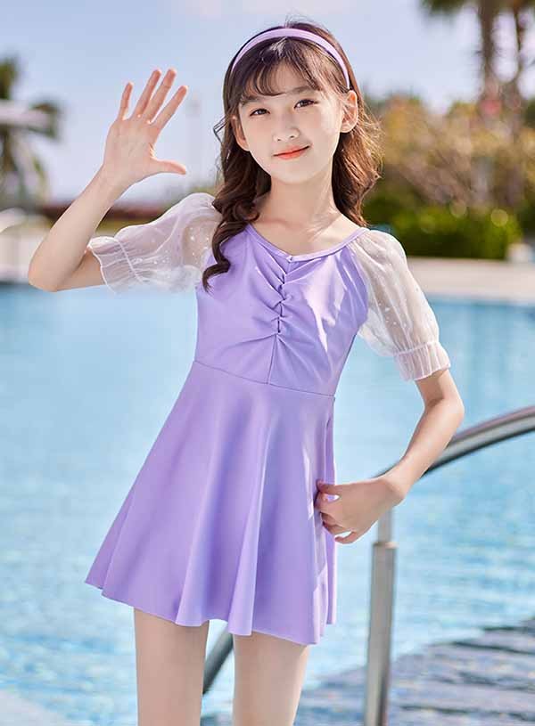 楽天市場】キッズ水着 女の子 ワンピース水着 子供 水着 パープル