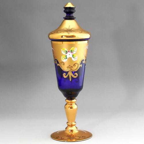 楽天市場】ヴェネチアン グラス ムラノ 蓋付 ゴブレット 24金彩