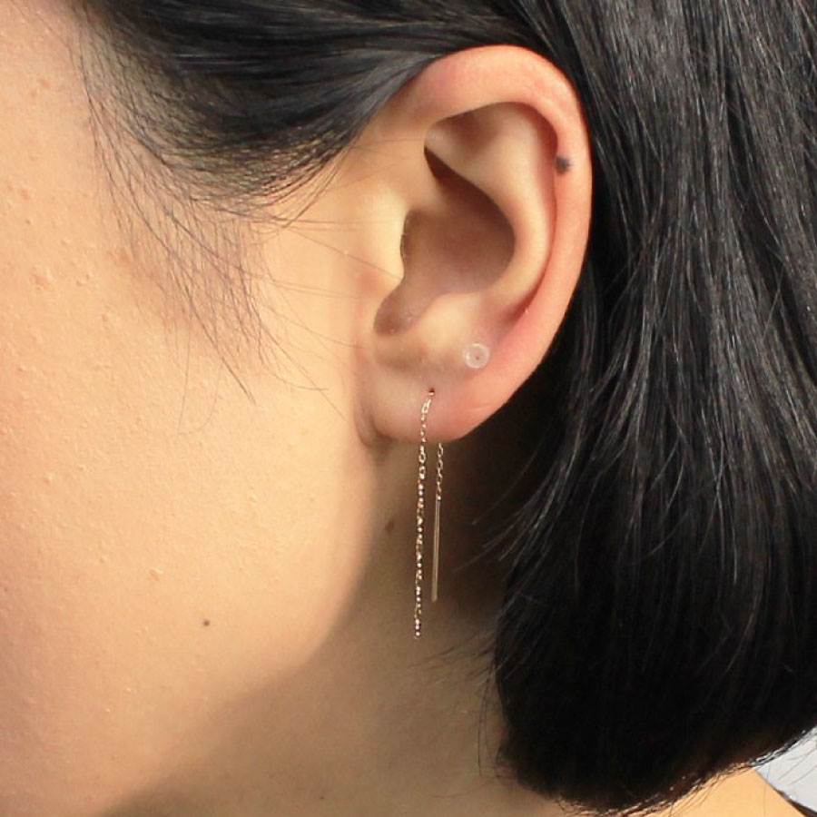 楽天市場】Pt900 18k 18金 K18 ツイスト 螺旋 ロング チェーン ピアス