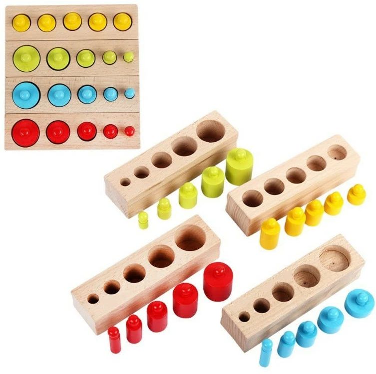 楽天市場】知恵玩具 モンテッソーリ教育 円柱さし 4本セット カラフル
