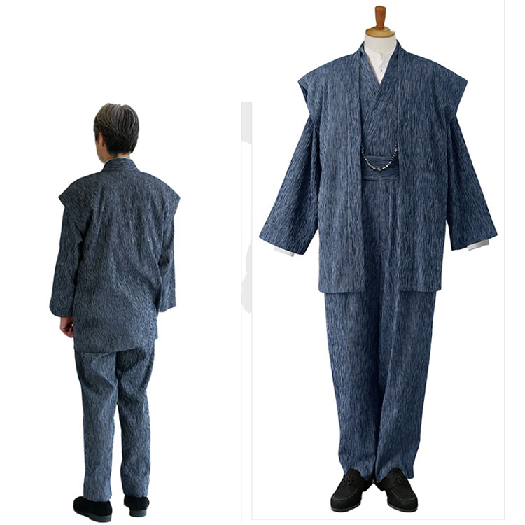 楽天市場】【送料無料】着物スーツ 綿の門 高島ちぢみ(紺縞・黒縞・白