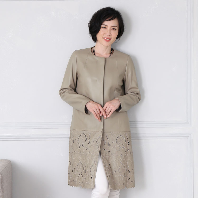 楽天市場】【4h限定20%off】レザー コート レディース 花柄切り替え