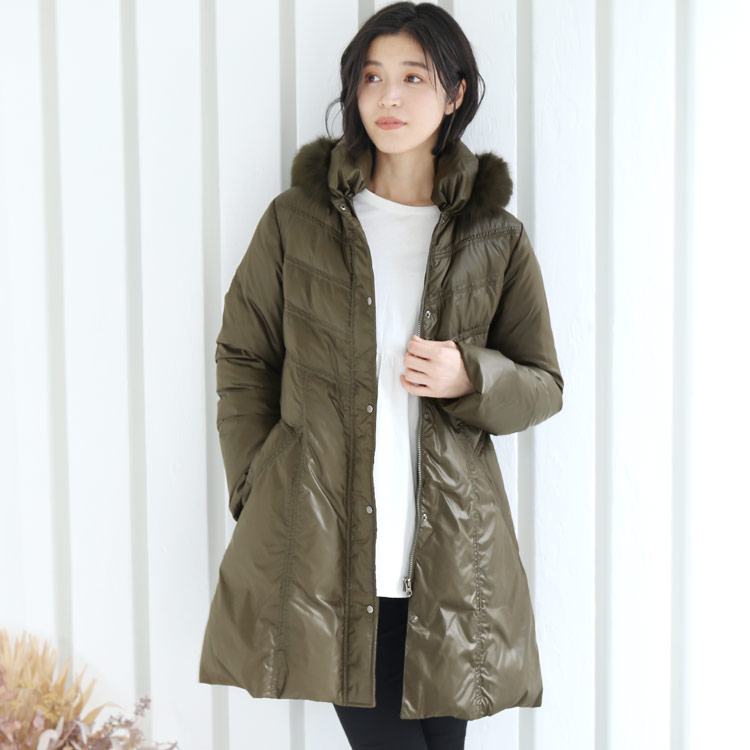 楽天市場】フード付き ダウンコート レディース ロング きれいめ