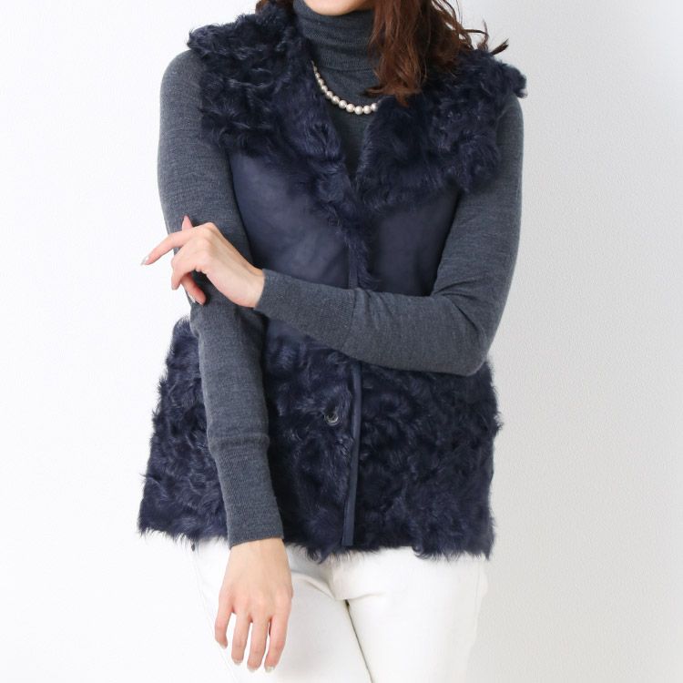 楽天市場】【期間限定価格】カルガンラム ファー レザー ベスト フード