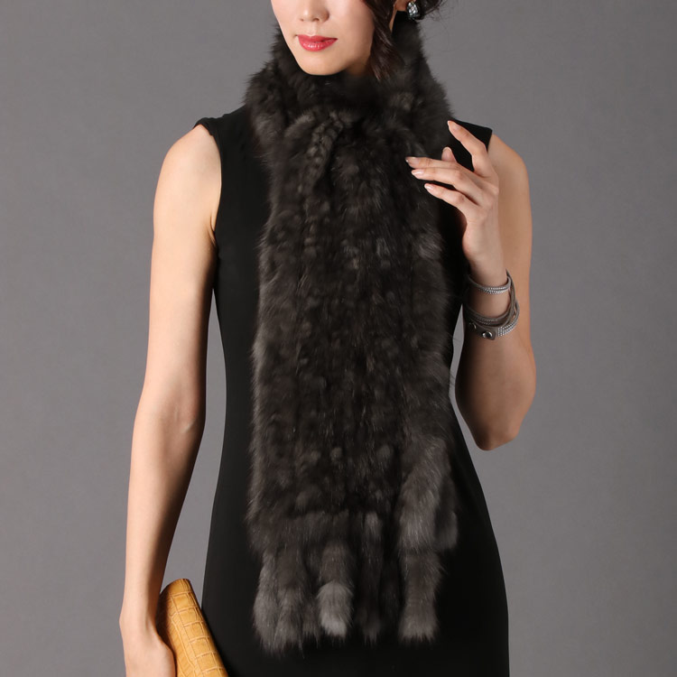 楽天市場】【期間限定価格】ロシアンセーブル ロングマフラー 編み込み