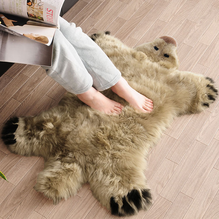 楽天市場】【期間限定価格】ムートン クマ ラグ マット しろくま 白