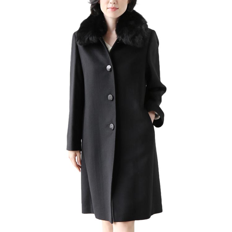 楽天市場】【5%offクーポン】カシミヤ コート フォックスファー ロング