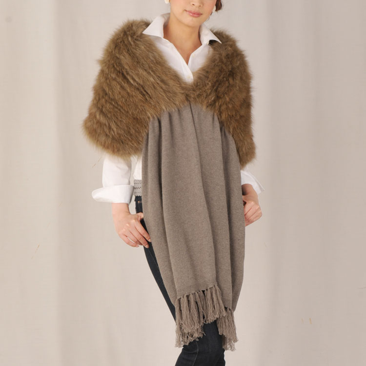楽天市場】【期間限定価格】カシミヤ ストール フォックス ファー付き